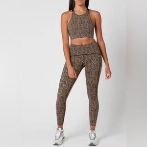 VARLEY | Leopard‎ Print Sports Bra and High Rise Leggings Set Sz XS